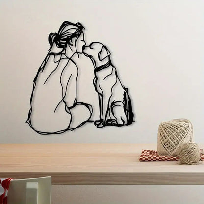NEW Dog Kissing Girl Metal Silhouette - FranksFunkyStuff