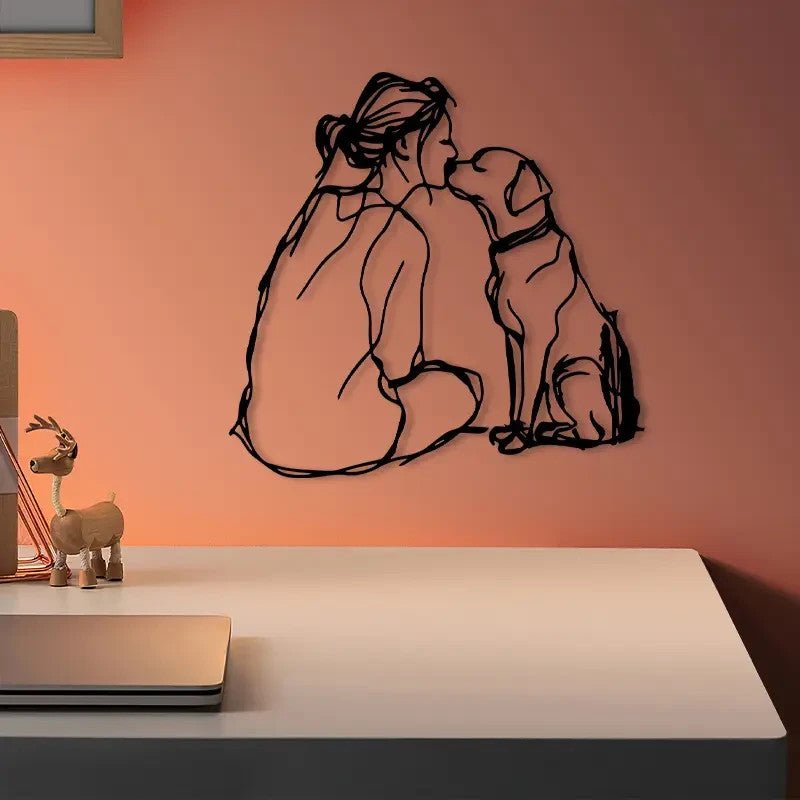 NEW Dog Kissing Girl Metal Silhouette - FranksFunkyStuff