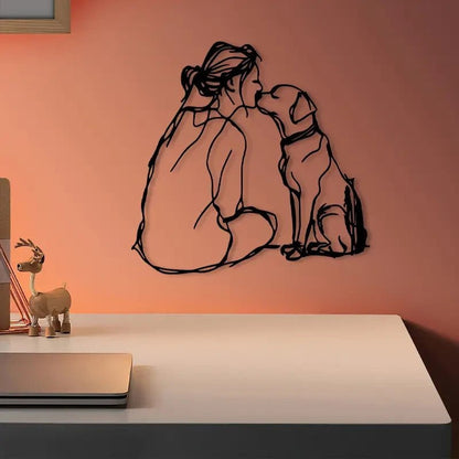 NEW Dog Kissing Girl Metal Silhouette - FranksFunkyStuff