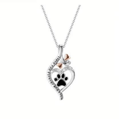 NEW Dog Paw Print In A Heart "I love You Forever And Ever " Pendant Necklace - FranksFunkyStuff