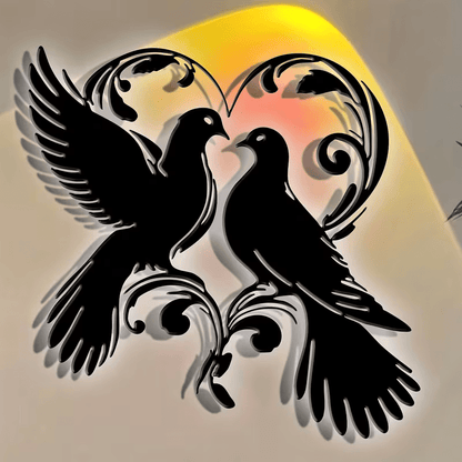 NEW Doves Metal Silhouette Wall Sculpture - FranksFunkyStuff