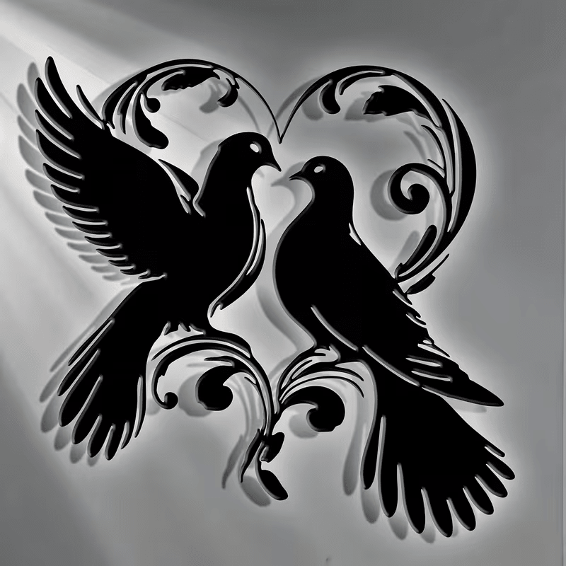 NEW Doves Metal Silhouette Wall Sculpture - FranksFunkyStuff