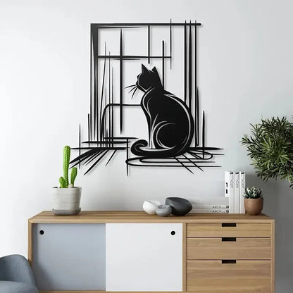 NEW Elegant Black Cat Metal Wall Art - FranksFunkyStuff