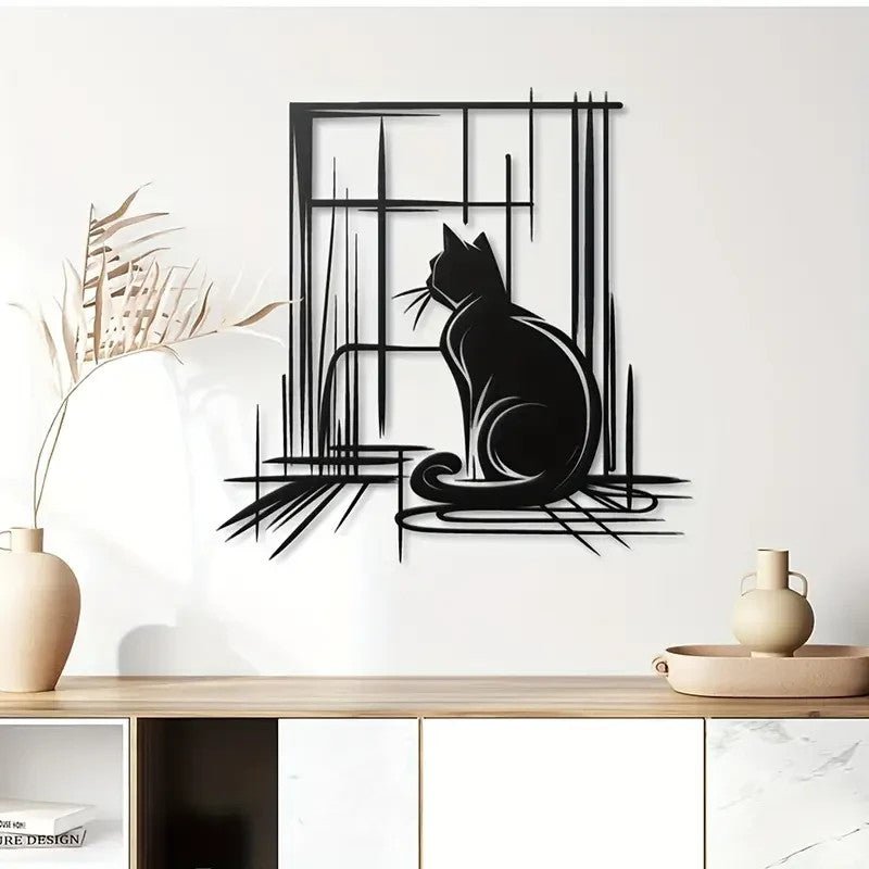 NEW Elegant Black Cat Metal Wall Art - FranksFunkyStuff