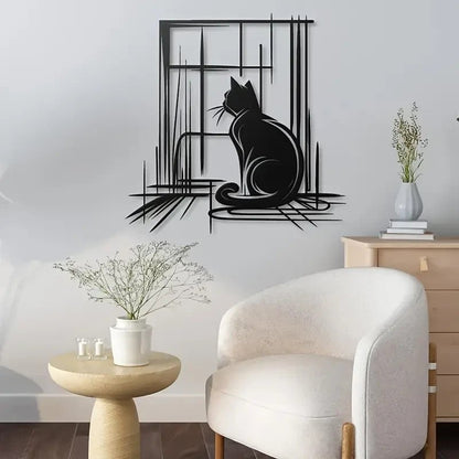 NEW Elegant Black Cat Metal Wall Art - FranksFunkyStuff