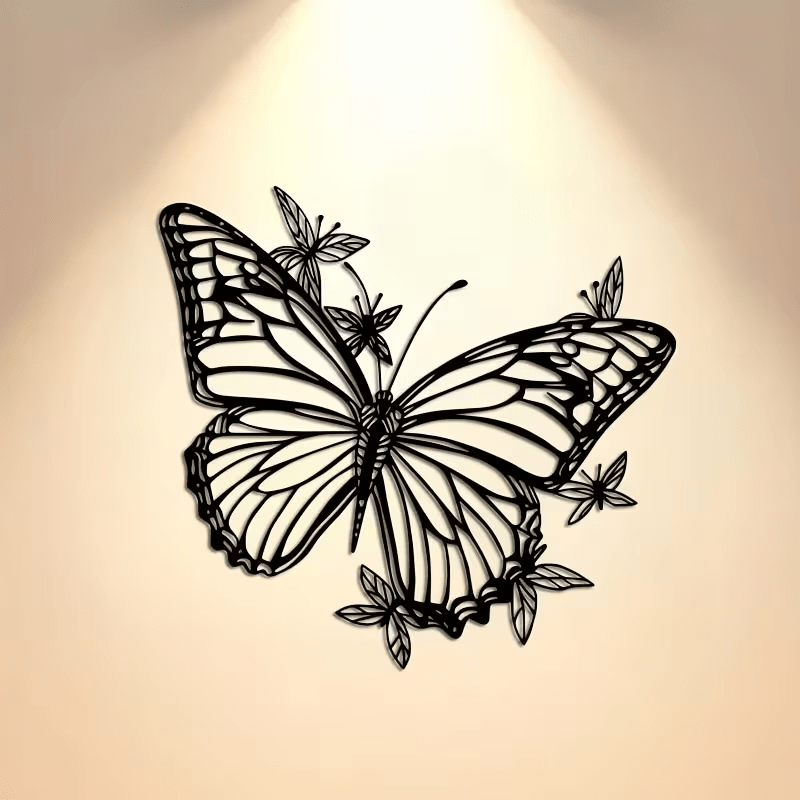 NEW Elegant Butterfly Metal Wall Art Sculpture - Art Deco Style (Large) - FranksFunkyStuff