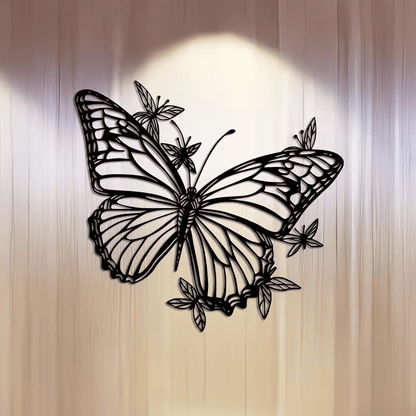 NEW Elegant Butterfly Metal Wall Art Sculpture - Art Deco Style (Large) - FranksFunkyStuff