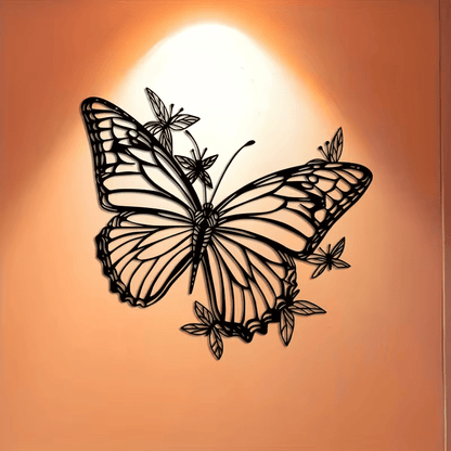 NEW Elegant Butterfly Metal Wall Art Sculpture - Art Deco Style (Large) - FranksFunkyStuff