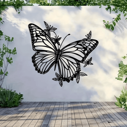 NEW Elegant Butterfly Metal Wall Art Sculpture - Art Deco Style (Large) - FranksFunkyStuff