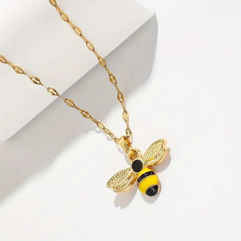 NEW Elegant Cute Bee Pendant Necklace , Stainless Steel, No Plating - FranksFunkyStuff