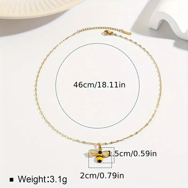 NEW Elegant Cute Bee Pendant Necklace , Stainless Steel, No Plating - FranksFunkyStuff