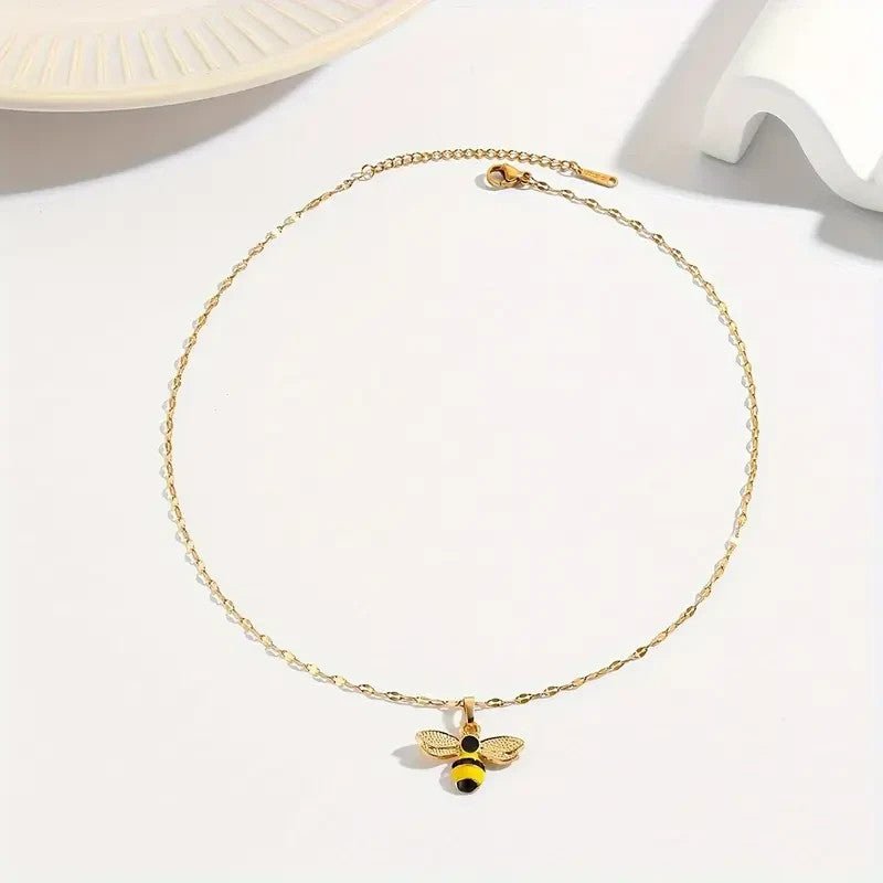 NEW Elegant Cute Bee Pendant Necklace , Stainless Steel, No Plating - FranksFunkyStuff