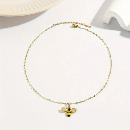 NEW Elegant Cute Bee Pendant Necklace , Stainless Steel, No Plating - FranksFunkyStuff