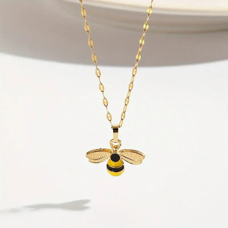 NEW Elegant Cute Bee Pendant Necklace , Stainless Steel, No Plating - FranksFunkyStuff