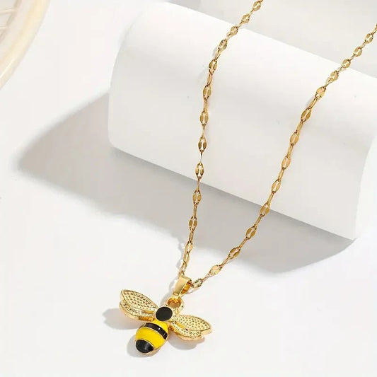 NEW Elegant Cute Bee Pendant Necklace , Stainless Steel, No Plating - FranksFunkyStuff