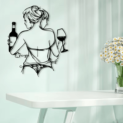 NEW Elegant Females in Metal Silhouette with Wine Glass - FranksFunkyStuff