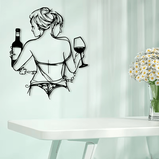 NEW Elegant Females in Metal Silhouette with Wine Glass - FranksFunkyStuff