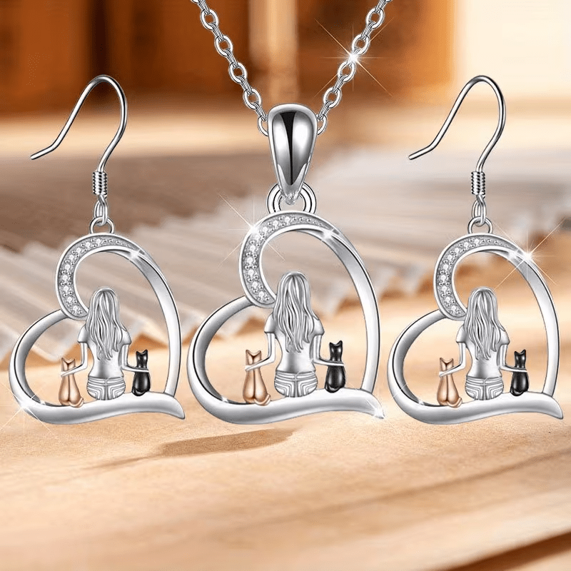 NEW Elegant Stylish Cat Earrings With Necklace - FranksFunkyStuff