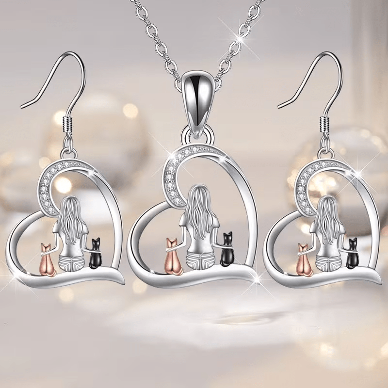 NEW Elegant Stylish Cat Earrings With Necklace - FranksFunkyStuff