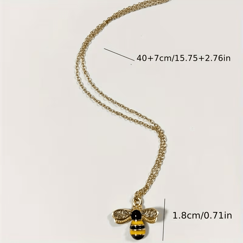 NEW Elegant Zinc Alloy Bee Pendant Necklace with Rhinestone Accents - FranksFunkyStuff