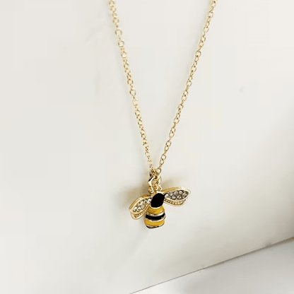 NEW Elegant Zinc Alloy Bee Pendant Necklace with Rhinestone Accents - FranksFunkyStuff