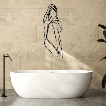 NEW Female W/ Towel Line Art Metal Silhouette Wall Decor - FranksFunkyStuff