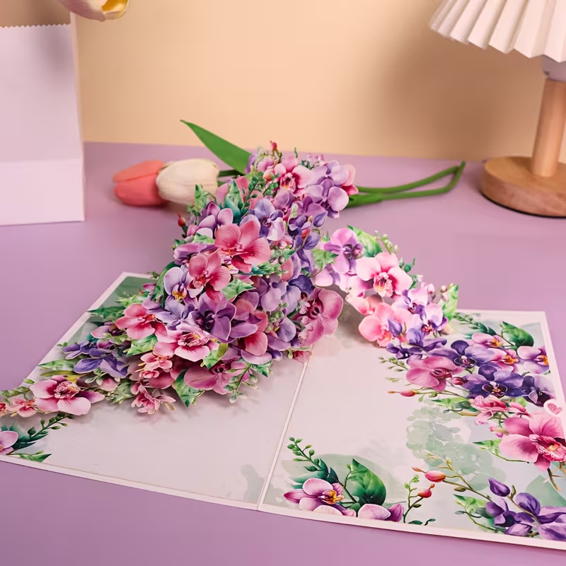 NEW Flower Pop-Up Card Featuring an Orchid Free Shipping - FranksFunkyStuff
