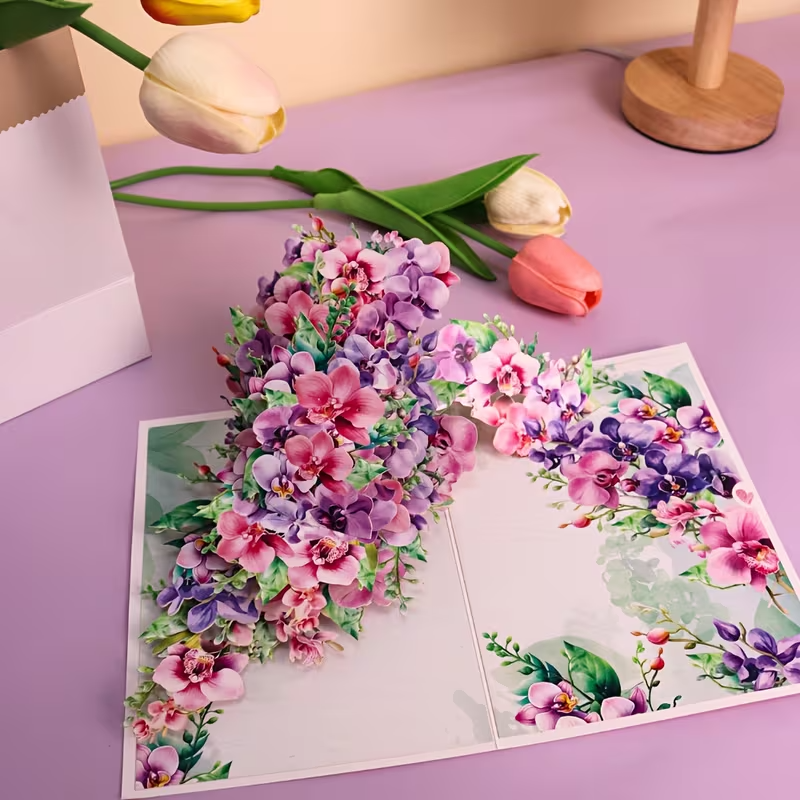NEW Flower Pop-Up Card Featuring an Orchid Free Shipping - FranksFunkyStuff