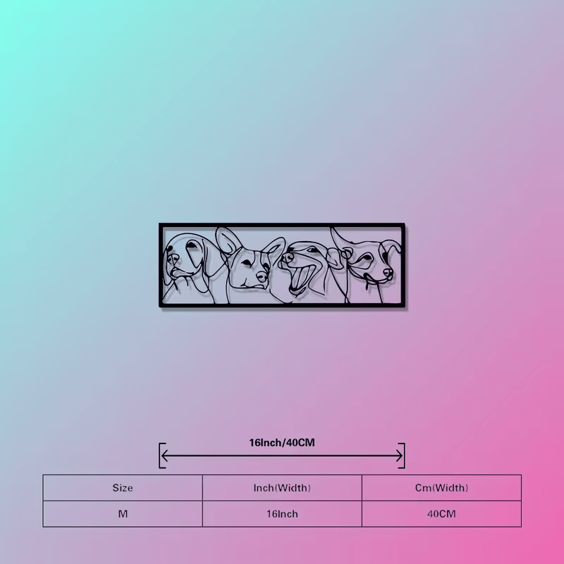 NEW Four Dog Faces Line Art Metal Wall Art - FranksFunkyStuff