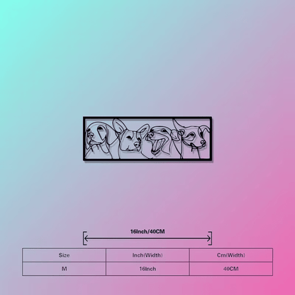 NEW Four Dog Faces Line Art Metal Wall Art - FranksFunkyStuff