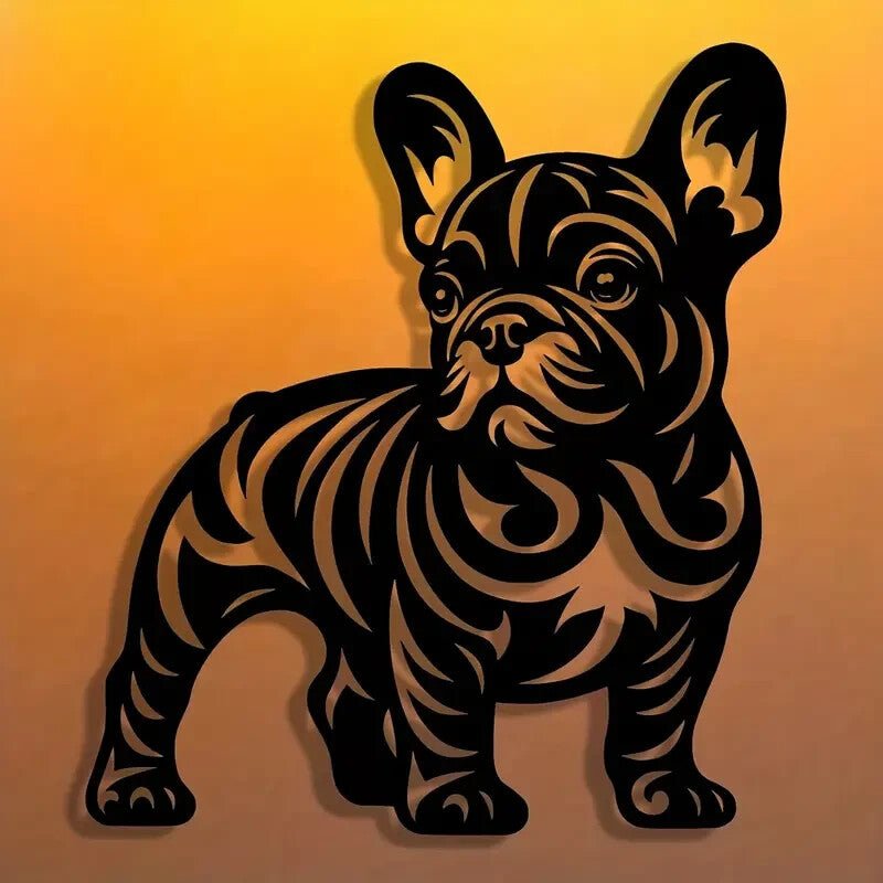 NEW French Bulldog Silhouette Abstract Art Metal Sign 10.5 X 9.5 - FranksFunkyStuff