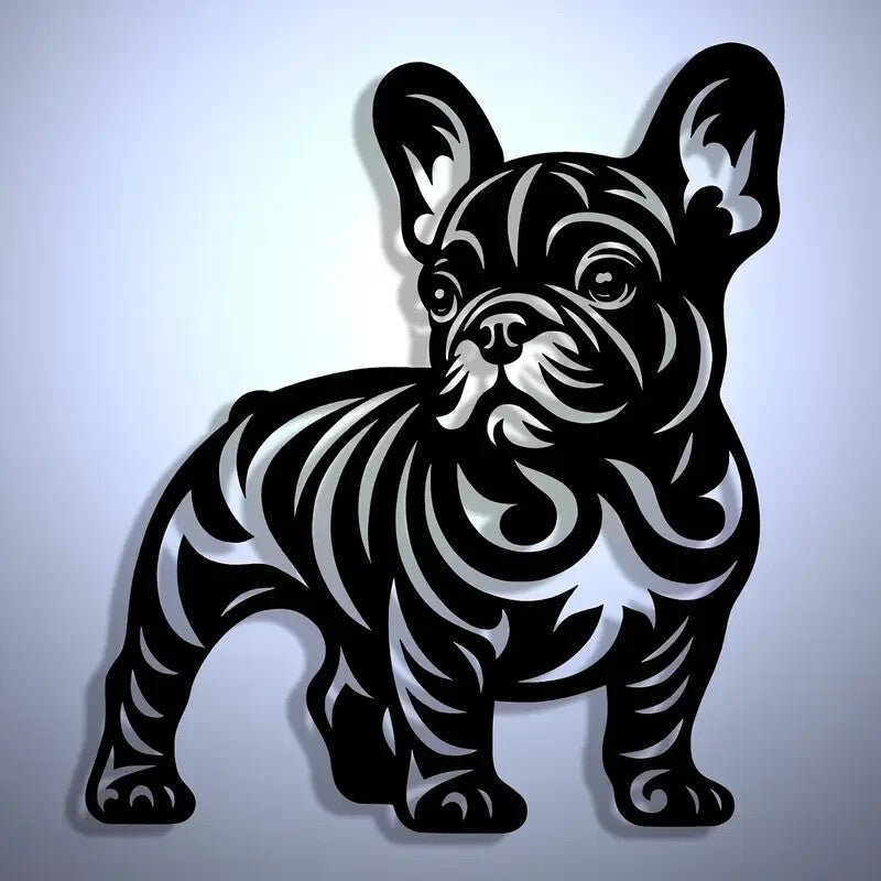 NEW French Bulldog Silhouette Abstract Art Metal Sign 10.5 X 9.5 - FranksFunkyStuff