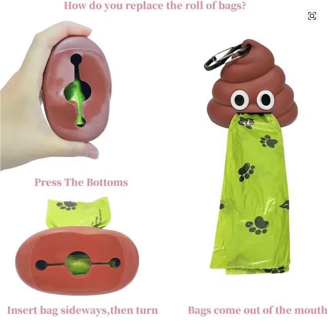 NEW Funny Dog Garbage Bag Dispenser for Pets Includes 1 Roll of Scented Bags - FranksFunkyStuff