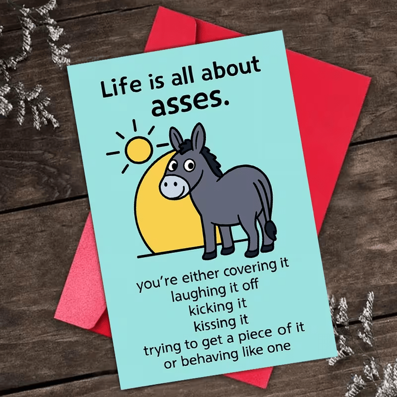 NEW Funny Donkey Greeting Card, FREE SHIPPING - FranksFunkyStuff