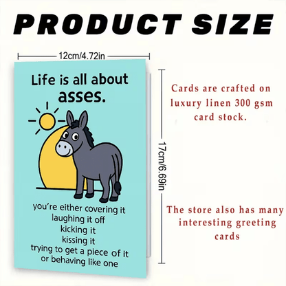 NEW Funny Donkey Greeting Card, FREE SHIPPING - FranksFunkyStuff