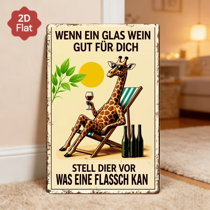 NEW German Retro Giraffe Wine Sign - FranksFunkyStuff