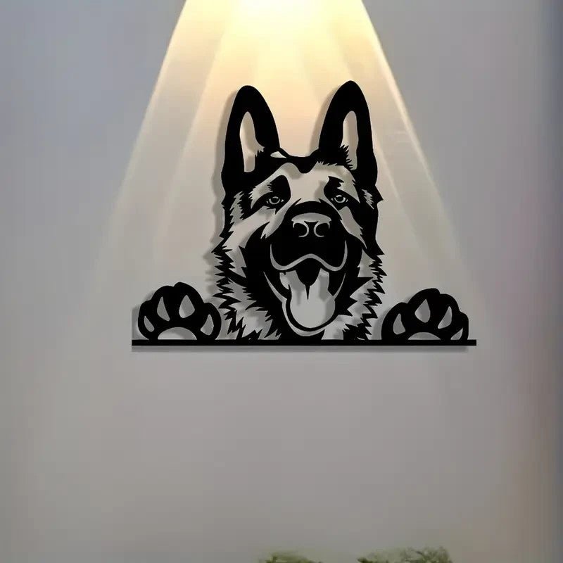 NEW German Shepherd Metal Wall Art - Minimalist Black Silhouette - FranksFunkyStuff