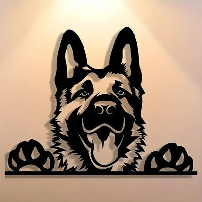 NEW German Shepherd Metal Wall Art - Minimalist Black Silhouette - FranksFunkyStuff