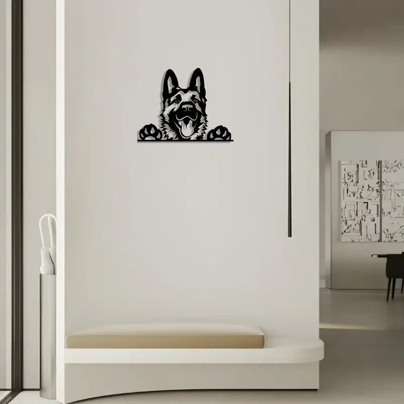 NEW German Shepherd Metal Wall Art - Minimalist Black Silhouette - FranksFunkyStuff