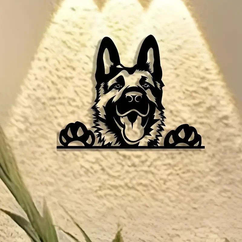 NEW German Shepherd Metal Wall Art - Minimalist Black Silhouette - FranksFunkyStuff