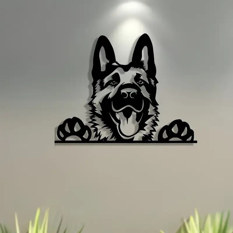 NEW German Shepherd Metal Wall Art - Minimalist Black Silhouette - FranksFunkyStuff