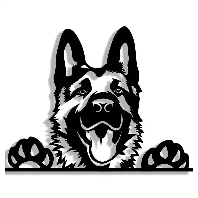 NEW German Shepherd Metal Wall Art - Minimalist Black Silhouette - FranksFunkyStuff