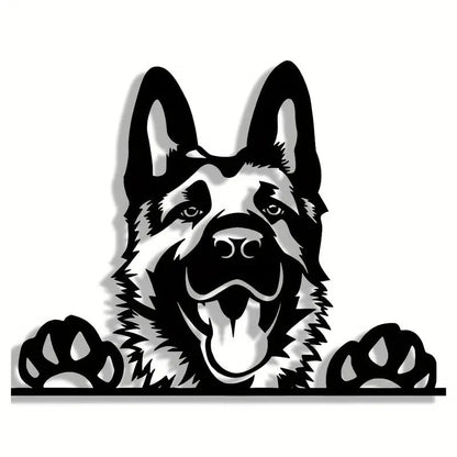 NEW German Shepherd Metal Wall Art - Minimalist Black Silhouette - FranksFunkyStuff