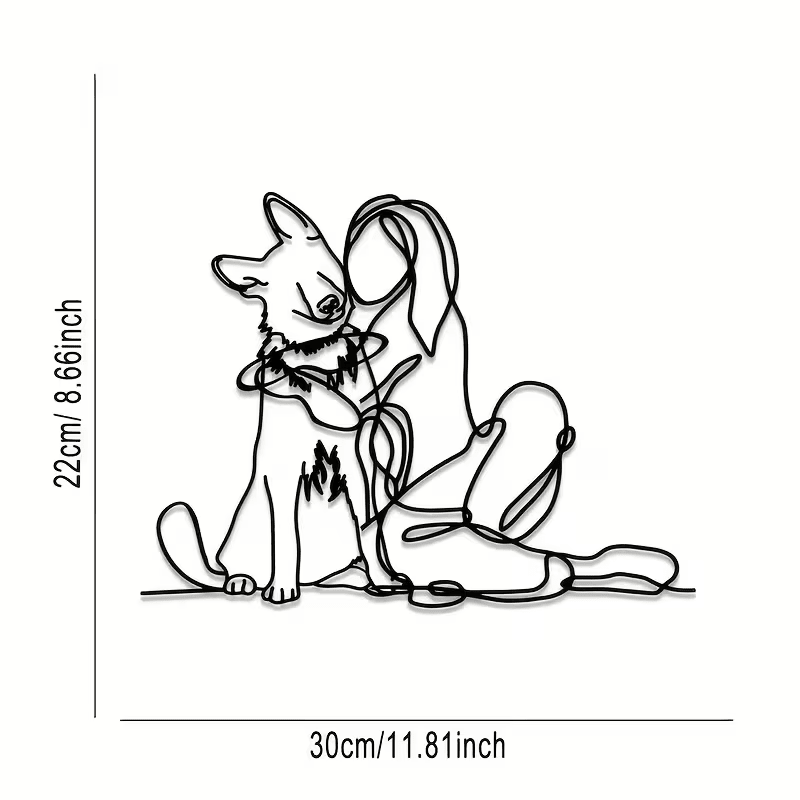 NEW German Shepherd W/ Girl Hugging Metal Wall Art - FranksFunkyStuff