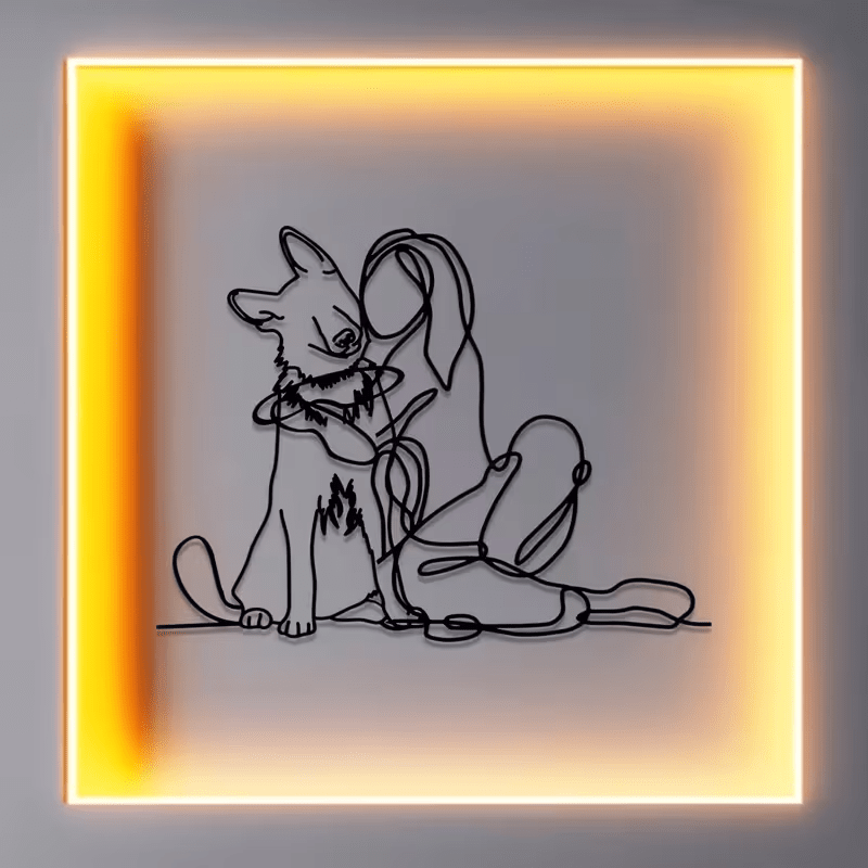 NEW German Shepherd W/ Girl Hugging Metal Wall Art - FranksFunkyStuff