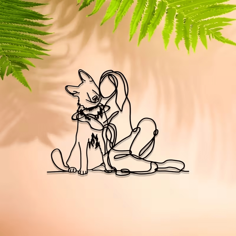 NEW German Shepherd W/ Girl Hugging Metal Wall Art - FranksFunkyStuff