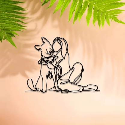 NEW German Shepherd W/ Girl Hugging Metal Wall Art - FranksFunkyStuff