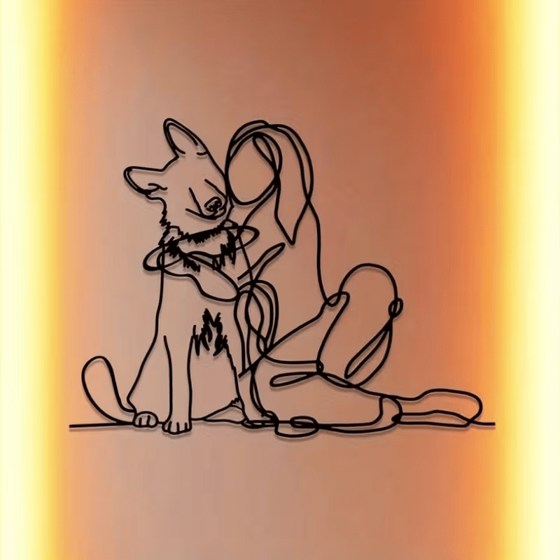 NEW German Shepherd W/ Girl Hugging Metal Wall Art - FranksFunkyStuff