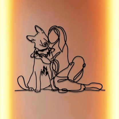 NEW German Shepherd W/ Girl Hugging Metal Wall Art - FranksFunkyStuff