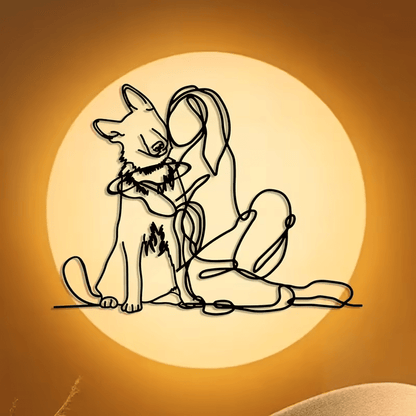 NEW German Shepherd W/ Girl Hugging Metal Wall Art - FranksFunkyStuff